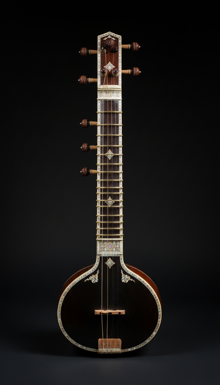 Handcrafted Concert Sitar With Carved Teak